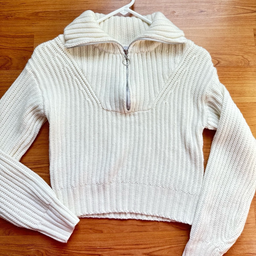 Ardene Cream Cowl Neck Cropped Sweater